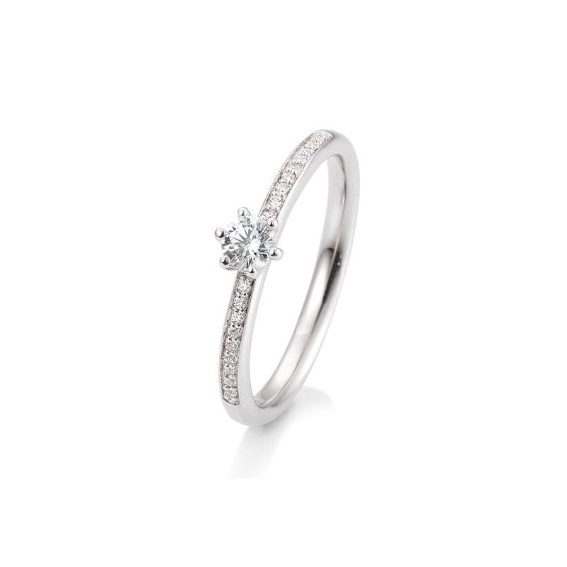 Verlobungsring Pavé 6er Krappe mit Brillanten in Gold oder Platin