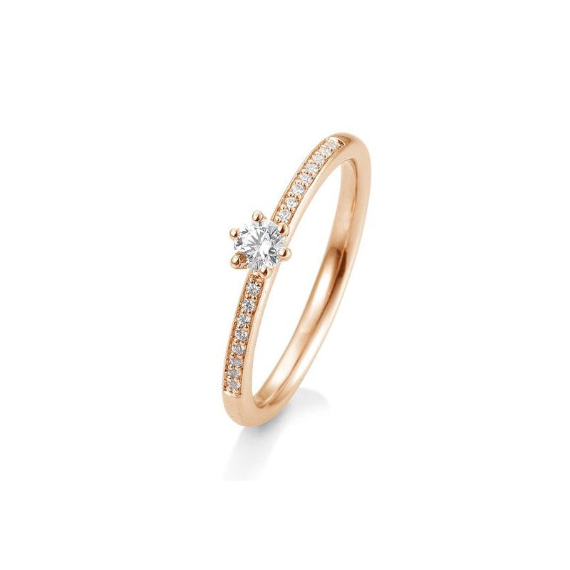 Verlobungsring Pavé 6er Krappe mit Brillanten in Gold oder Platin