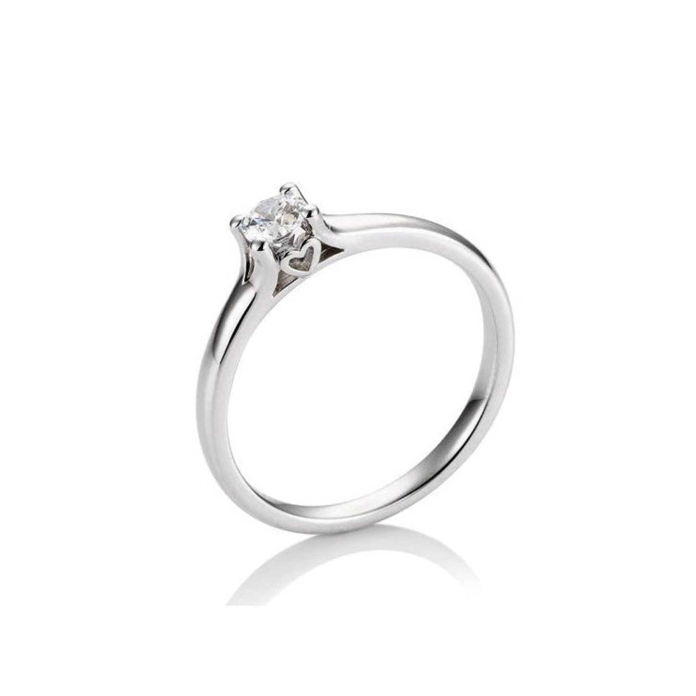 Verlobungsring Herz 4er Krappe mit Brillant in Gold oder Platin