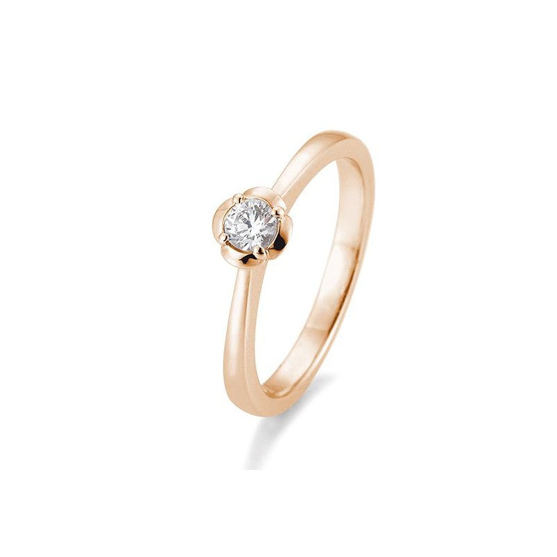 Verlobungsring Rose mit Brillant in Gold oder Platin