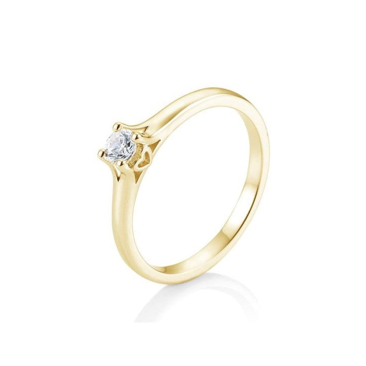 Verlobungsring Herz 4er Krappe mit Brillant in Gold oder Platin