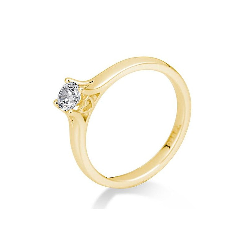 Verlobungsring Herz 4er Krappe mit Brillant in Gold oder Platin