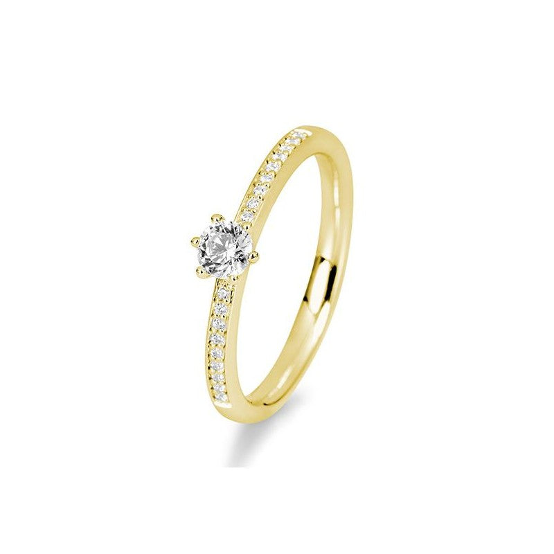 Verlobungsring Pavé 6er Krappe mit Brillanten in Gold oder Platin