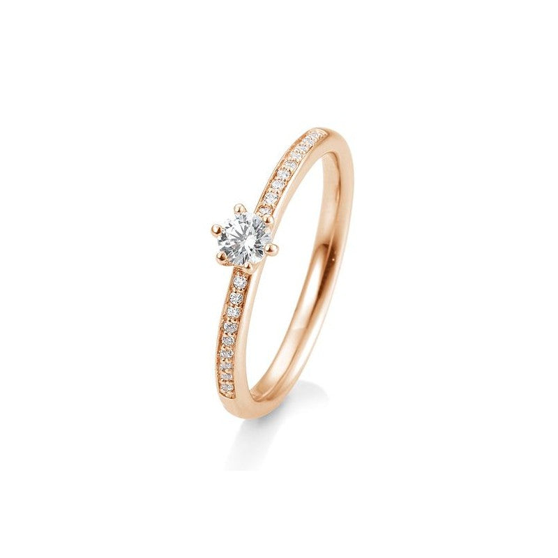 Verlobungsring Pavé 6er Krappe mit Brillanten in Gold oder Platin