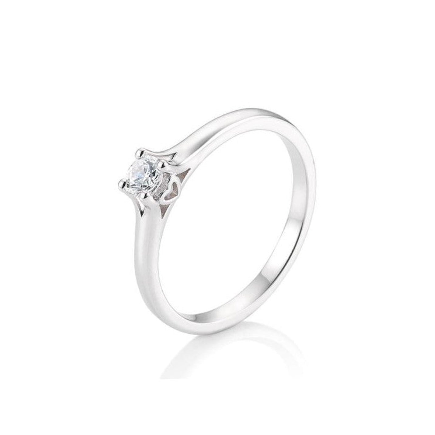 Verlobungsring Herz 4er Krappe mit Brillant in Gold oder Platin