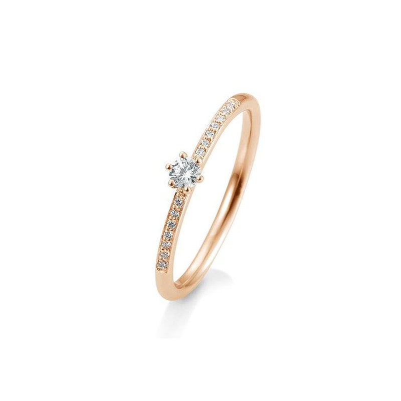 Verlobungsring Pavé 6er Krappe mit Brillanten in Gold oder Platin