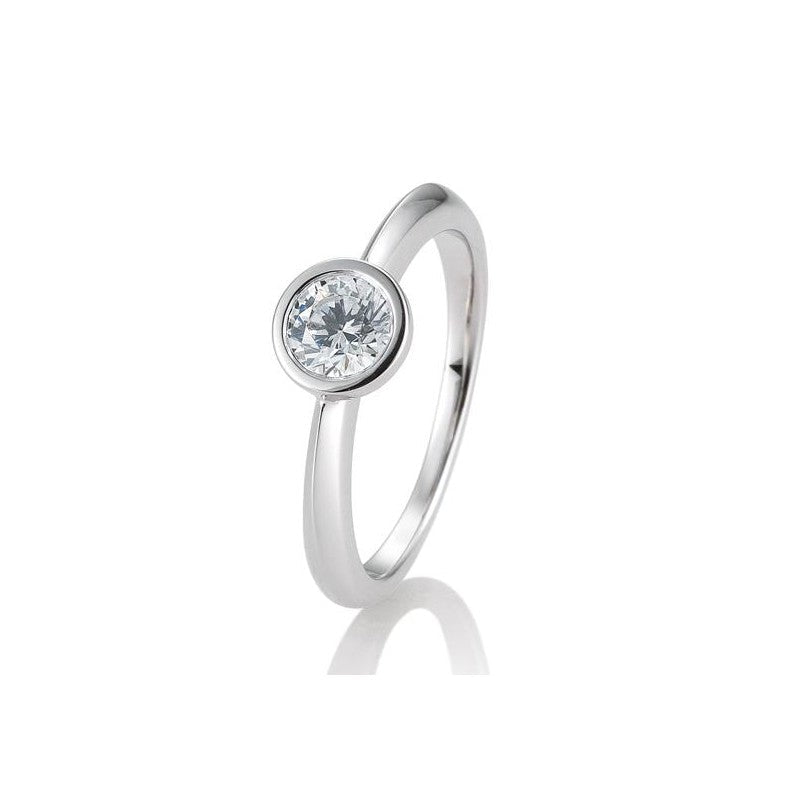 Verlobungsring Zarge mit Brillant in Gold oder Platin