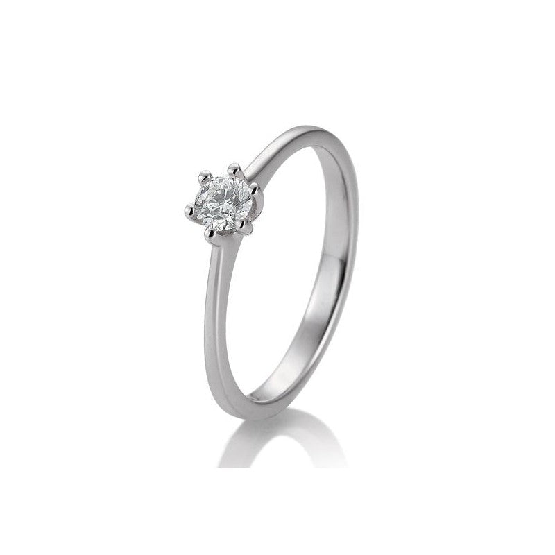Verlobungsring 6er Krappe mit Brillant in Gold oder Platin