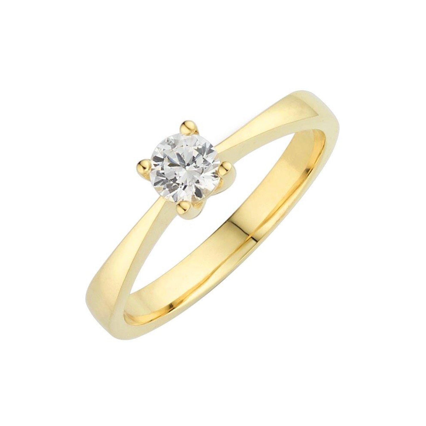 Verlobungsring Gelbgold mit Brillant in 4er Krappenfassung