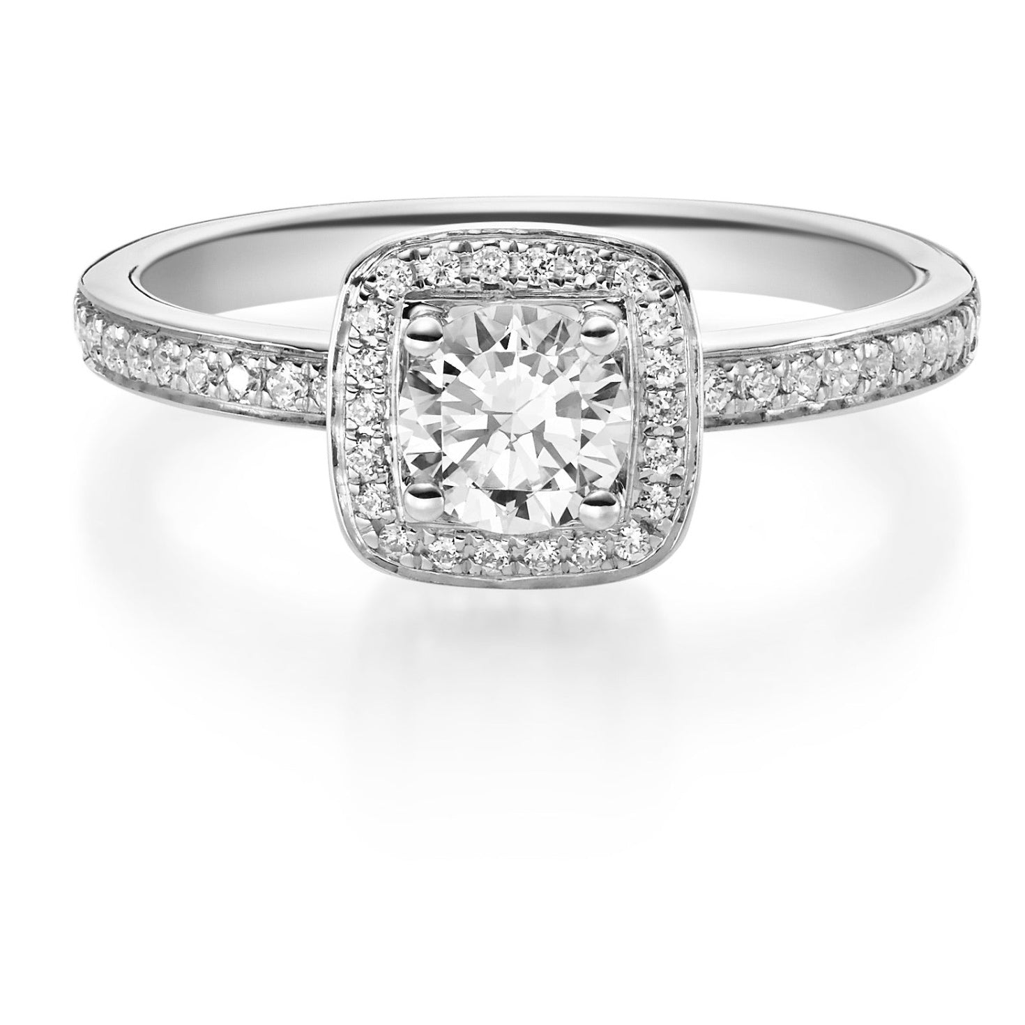 Antragsring in Weißgold 14 Karat mit Brillanten  Halo Ringe 