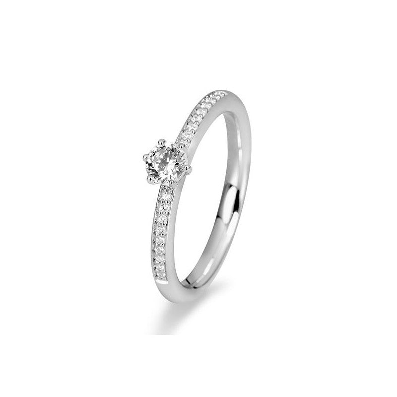 Verlobungsring Pavé 6er Krappe mit Brillanten in Gold oder Platin