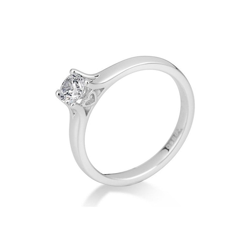 Verlobungsring Herz 4er Krappe mit Brillant in Gold oder Platin