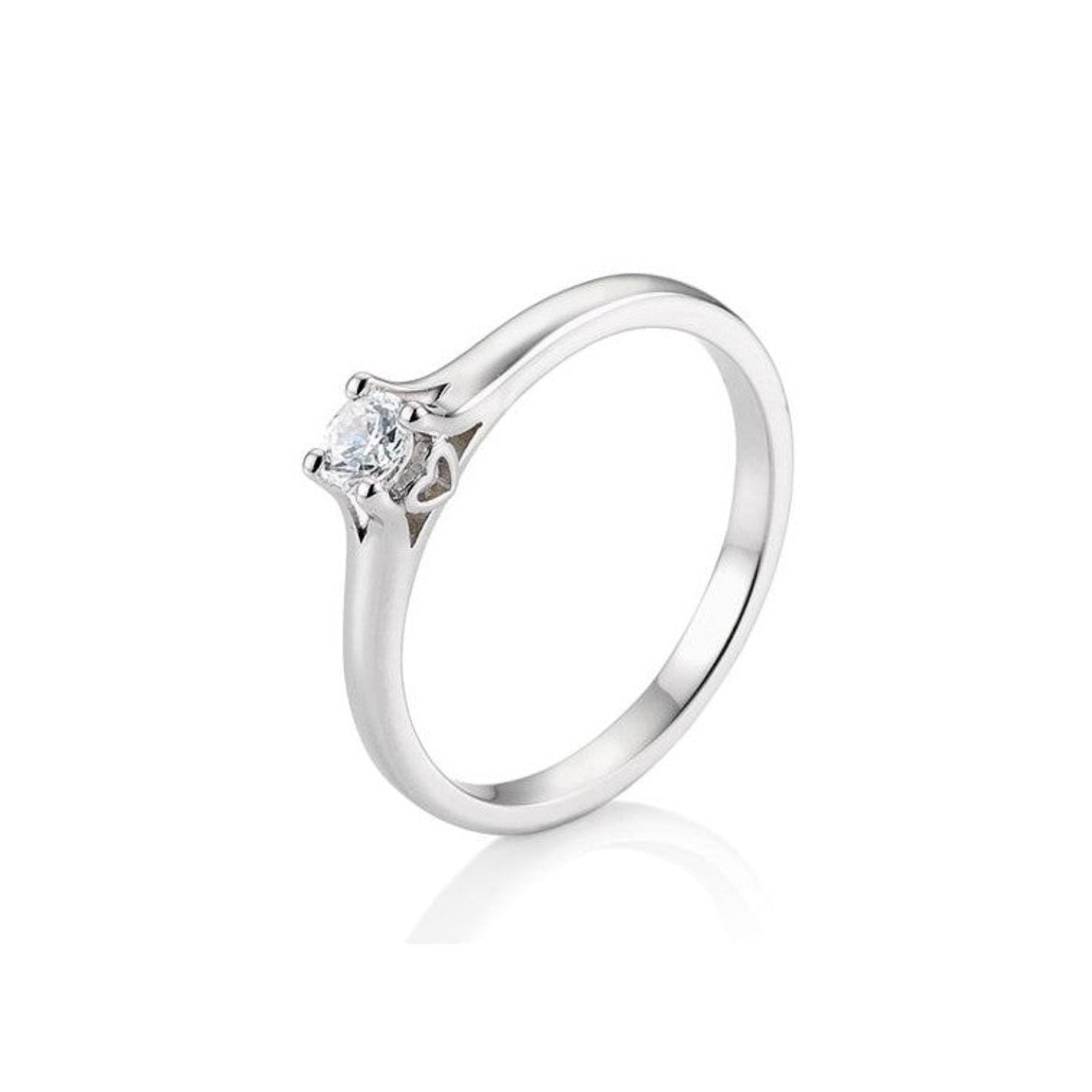 Verlobungsring Herz 4er Krappe mit Brillant in Gold oder Platin