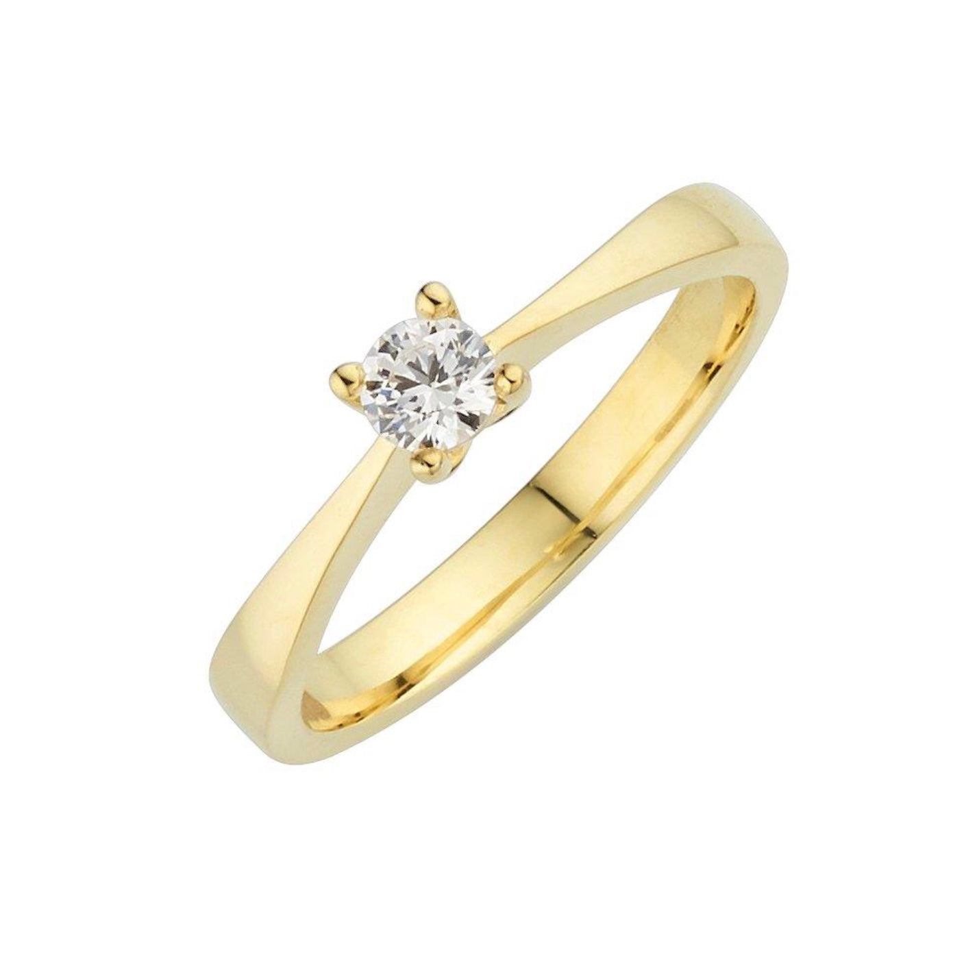 Verlobungsring Gelbgold mit Brillant in 4er Krappenfassung