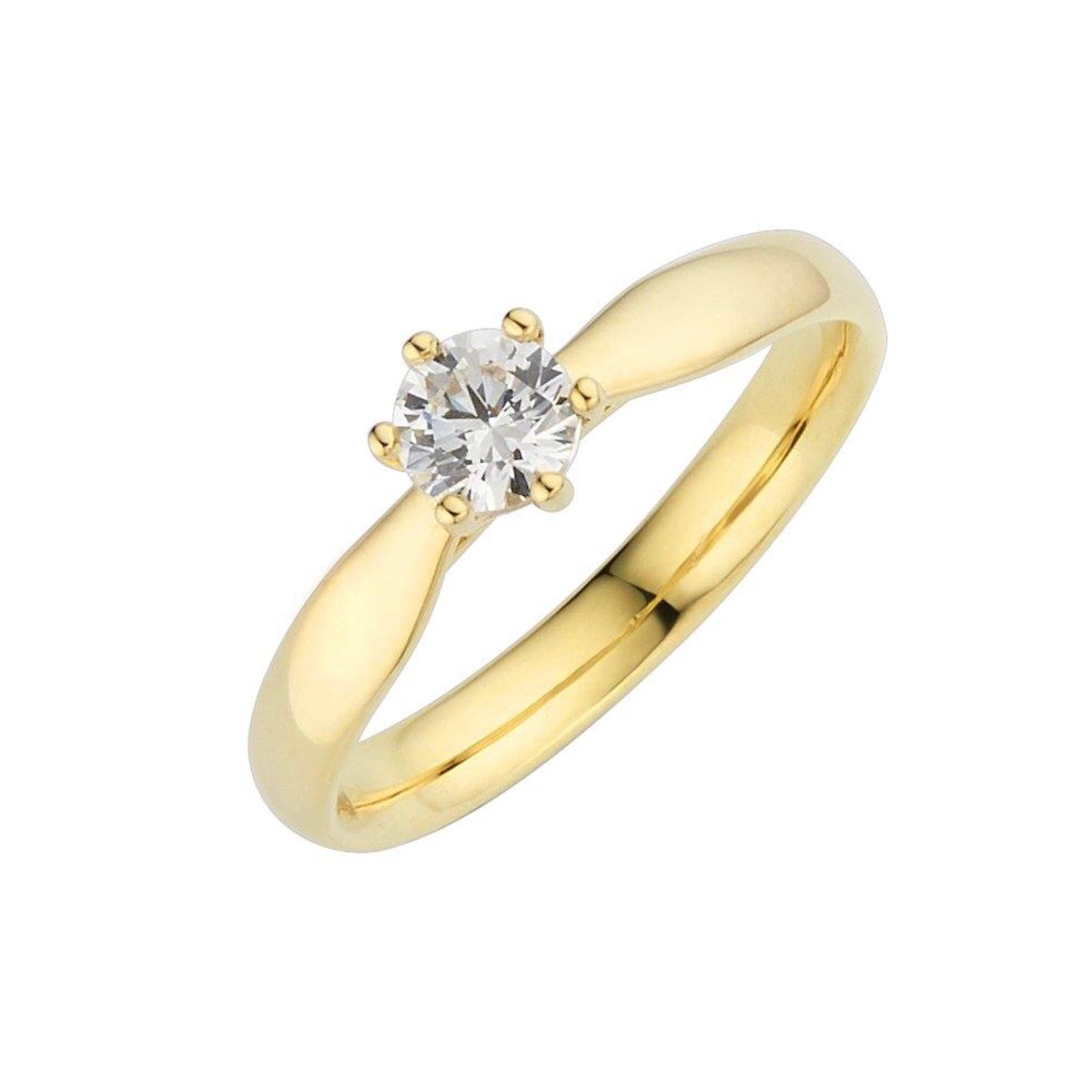 Verlobungsring Gelbgold mit Brillant in 6er Krappenfassung