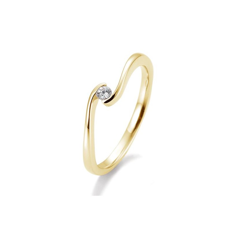 Verlobungsring Schwung mit Brillant in Gold oder Platin
