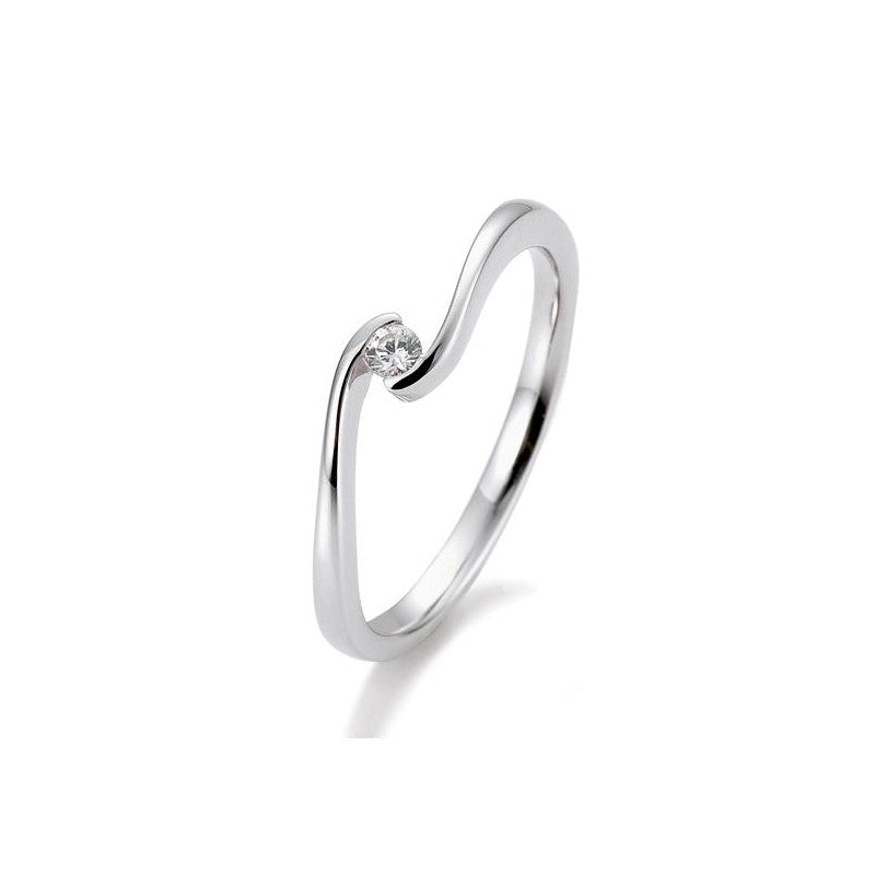 Verlobungsring Schwung mit Brillant in Gold oder Platin