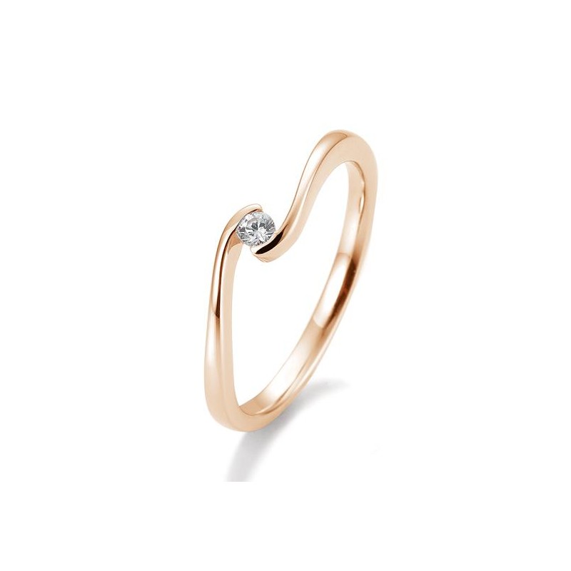 Verlobungsring Schwung mit Brillant in Gold oder Platin