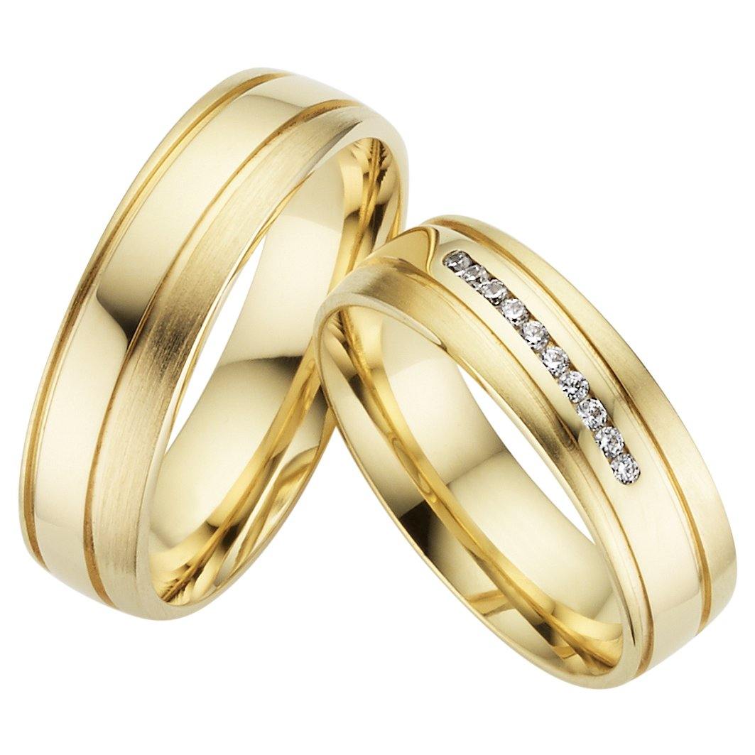 Trauringe einfarbig Gelbgold mit Brillanten - Mcollection Aachen