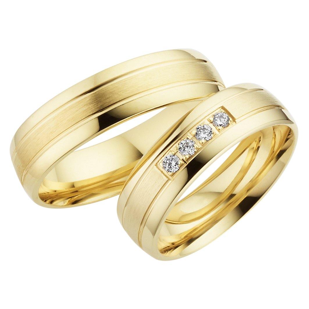 Trauringe einfarbig Gelbgold mit Brillanten - Mcollection Aachen