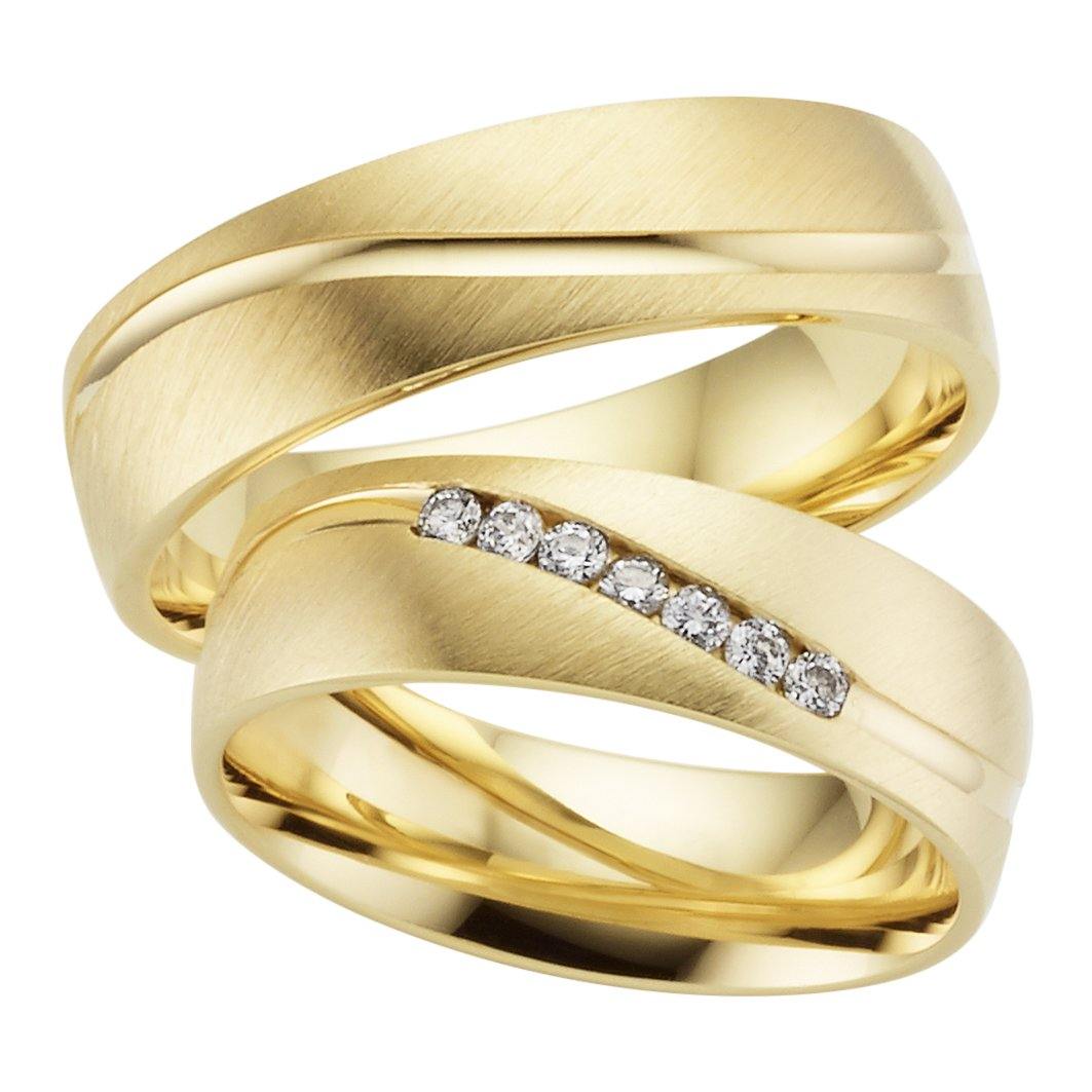 Trauringe einfarbig Gelbgold mit Brillanten - Mcollection Aachen