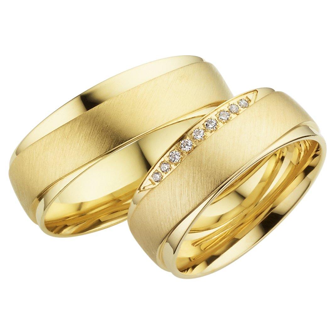 Trauringe einfarbig Gelbgold mit Brillanten - Mcollection Aachen
