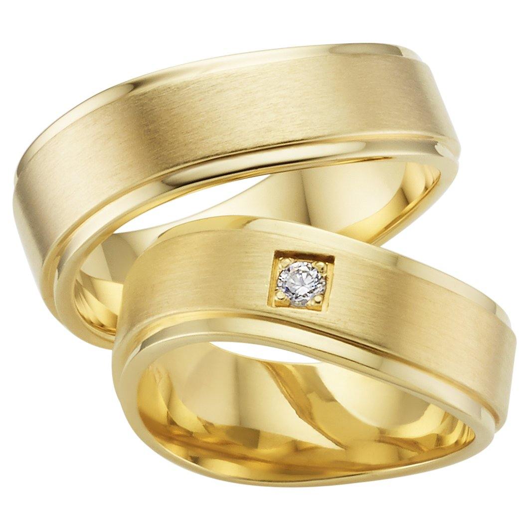 Trauringe einfarbig Gelbgold mit Brillant - Mcollection Aachen