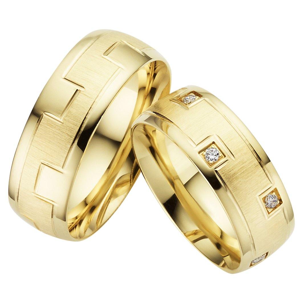 Trauringe einfarbig Gelbgold mit Brillanten - Mcollection Aachen
