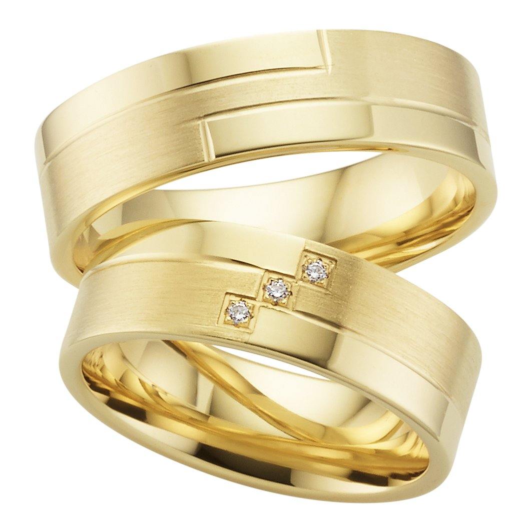 Trauringe einfarbig Gelbgold mit Brillanten - Mcollection Aachen