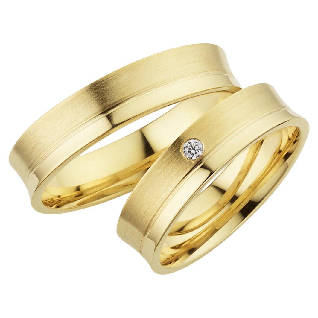 Trauringe einfarbig Gelbgold mit Brillant - Mcollection Aachen