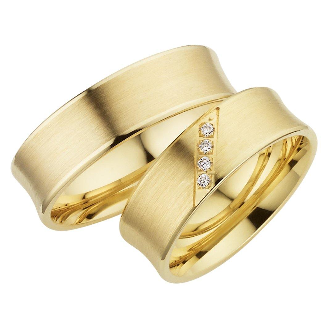 Trauringe einfarbig Gelbgold mit Brillanten - Mcollection Aachen