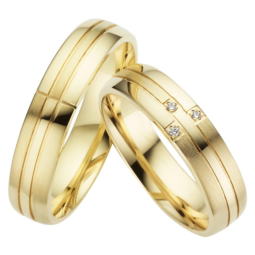 Trauringe einfarbig Gelbgold mit Brillanten - Mcollection Aachen