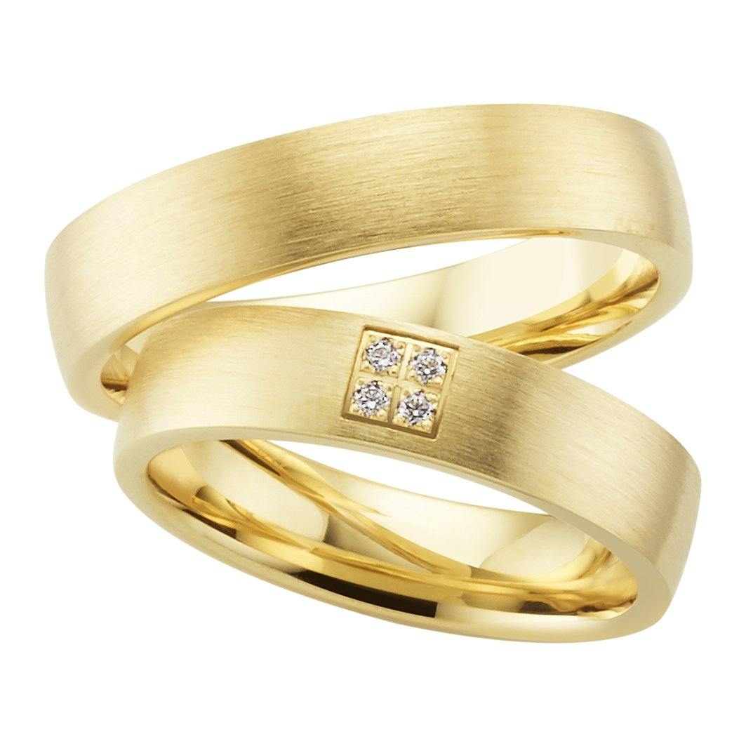 Trauring einfarbig Gelbgold mit Brillanten - Mcollection Aachen