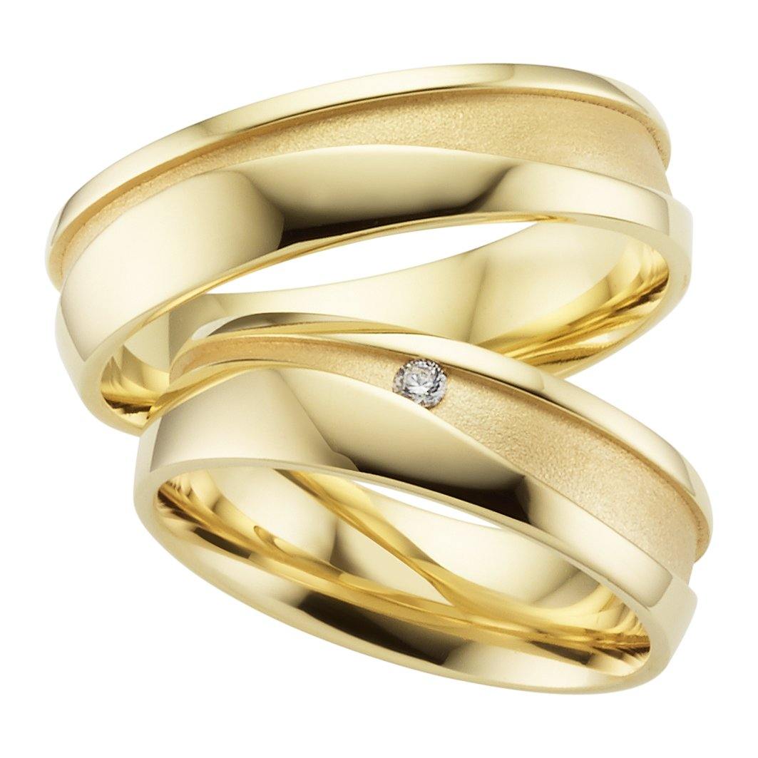 Trauringe einfarbig Gelbgold mit Brillant - Mcollection Aachen