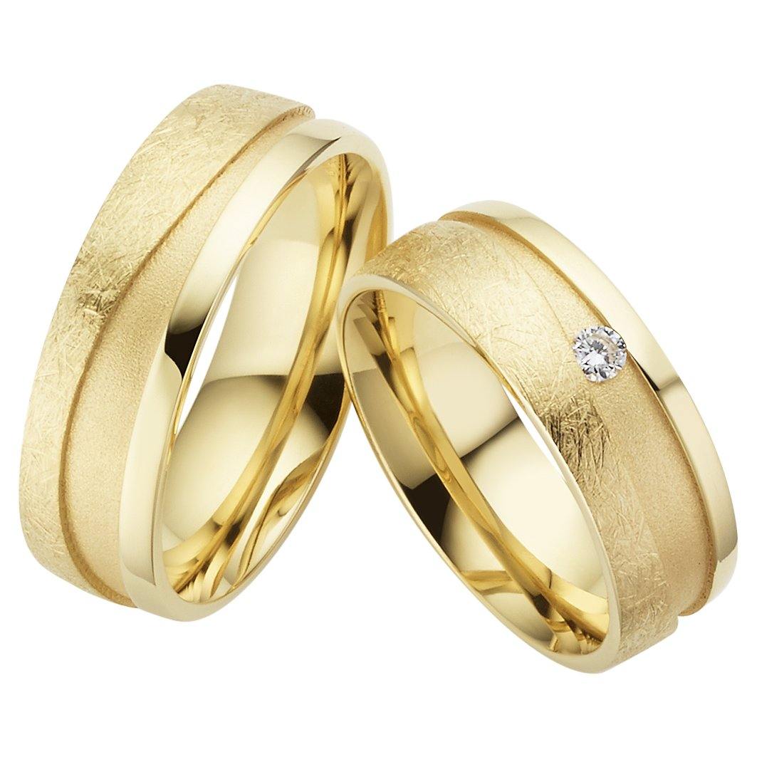 Trauringe einfarbig Gelbgold mit Brillant - Mcollection Aachen
