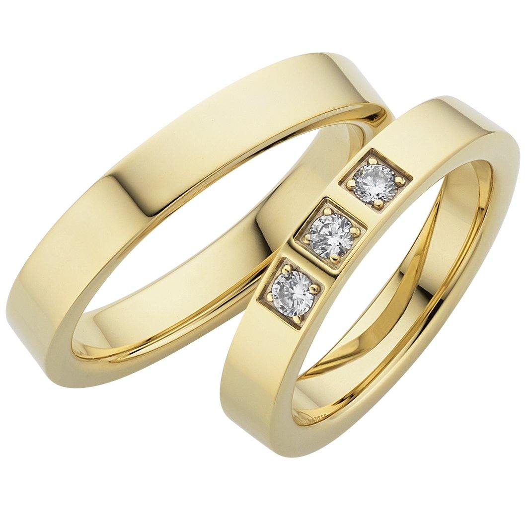 Trauring einfarbig Gelbgold mit Brillanten - Mcollection Aachen
