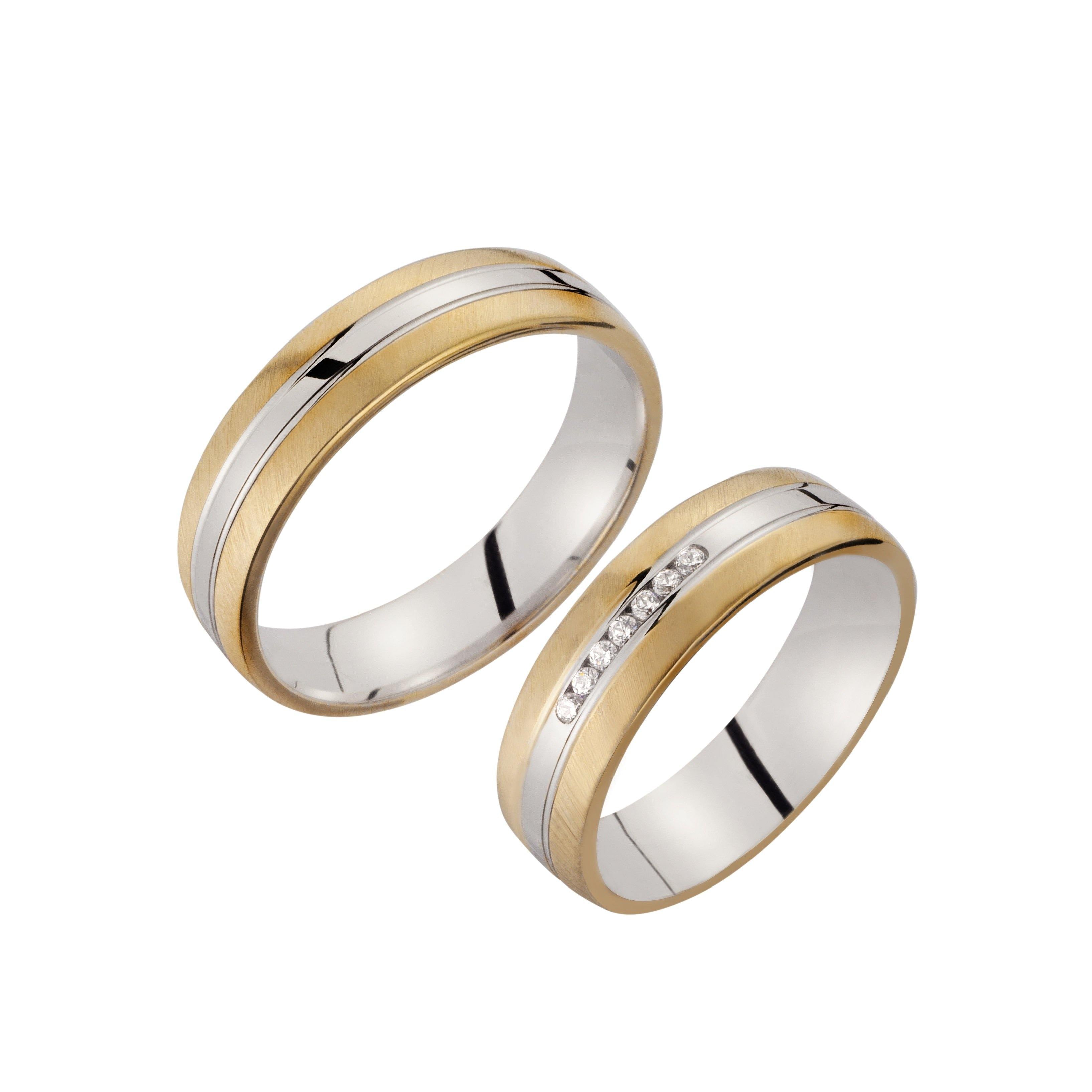 Trauring zweifarbig Weißgold/ Gelbgold mit Brillanten - Mcollection Aachen