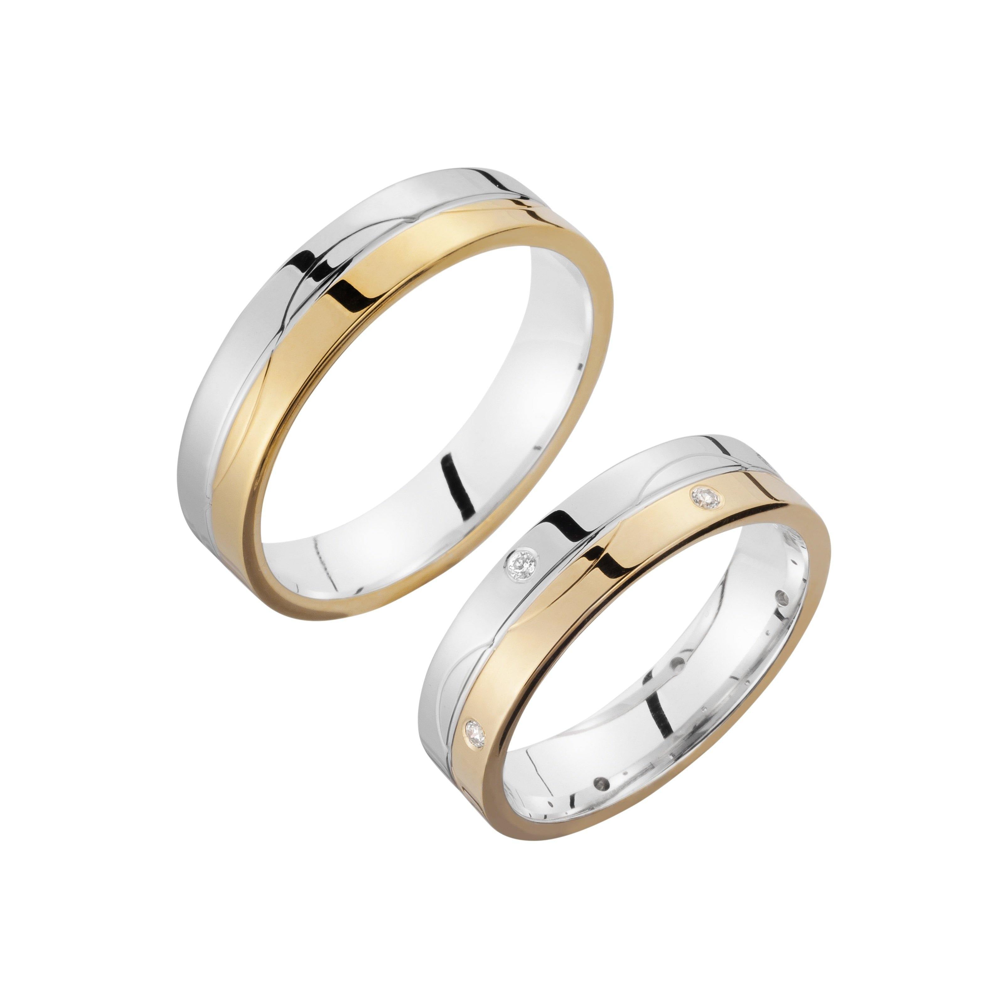Trauring zweifarbig Weißgold/ Gelbgold mit Brillanten - Mcollection Aachen