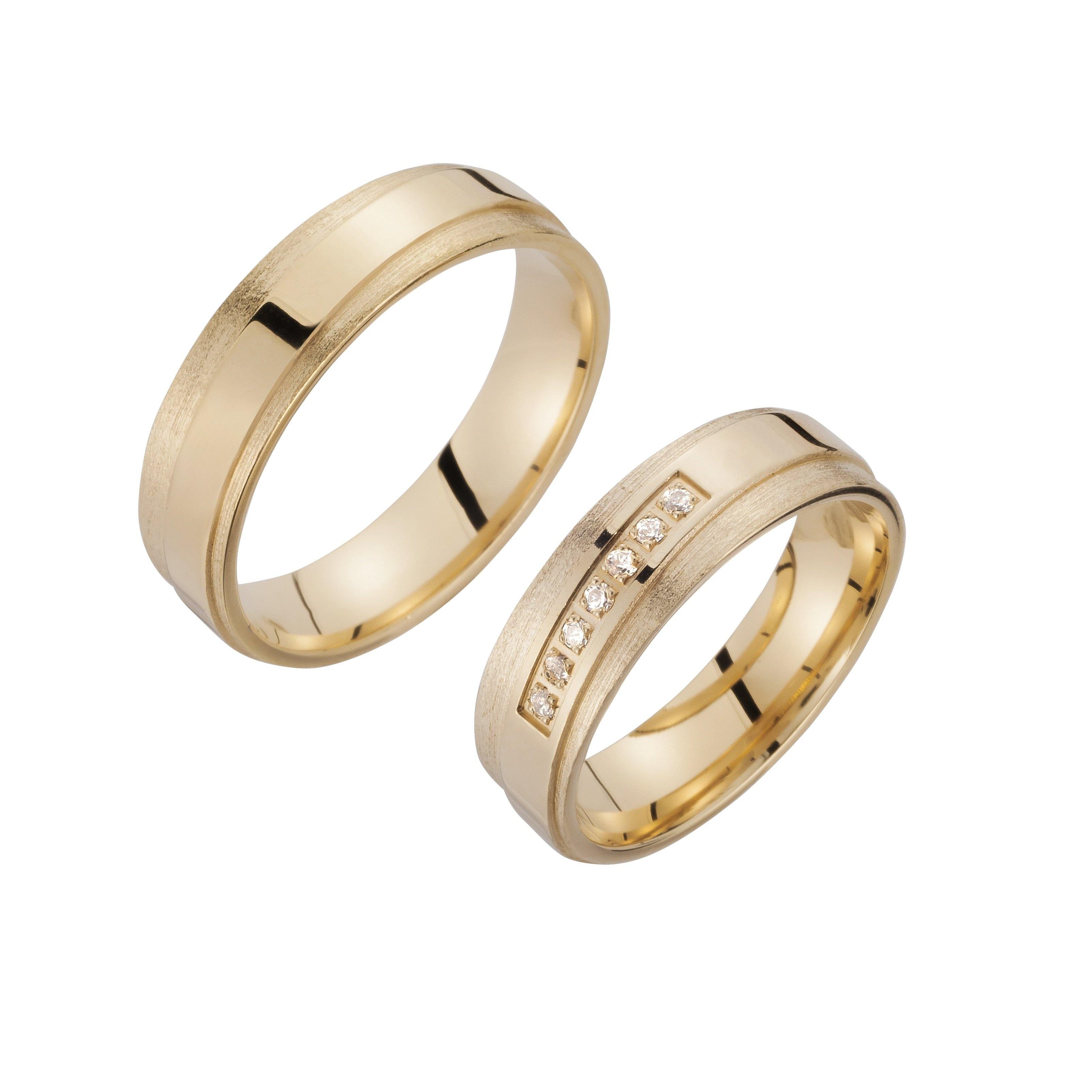 Trauring einfarbig Gelbgold mit Brillanten - Mcollection Aachen