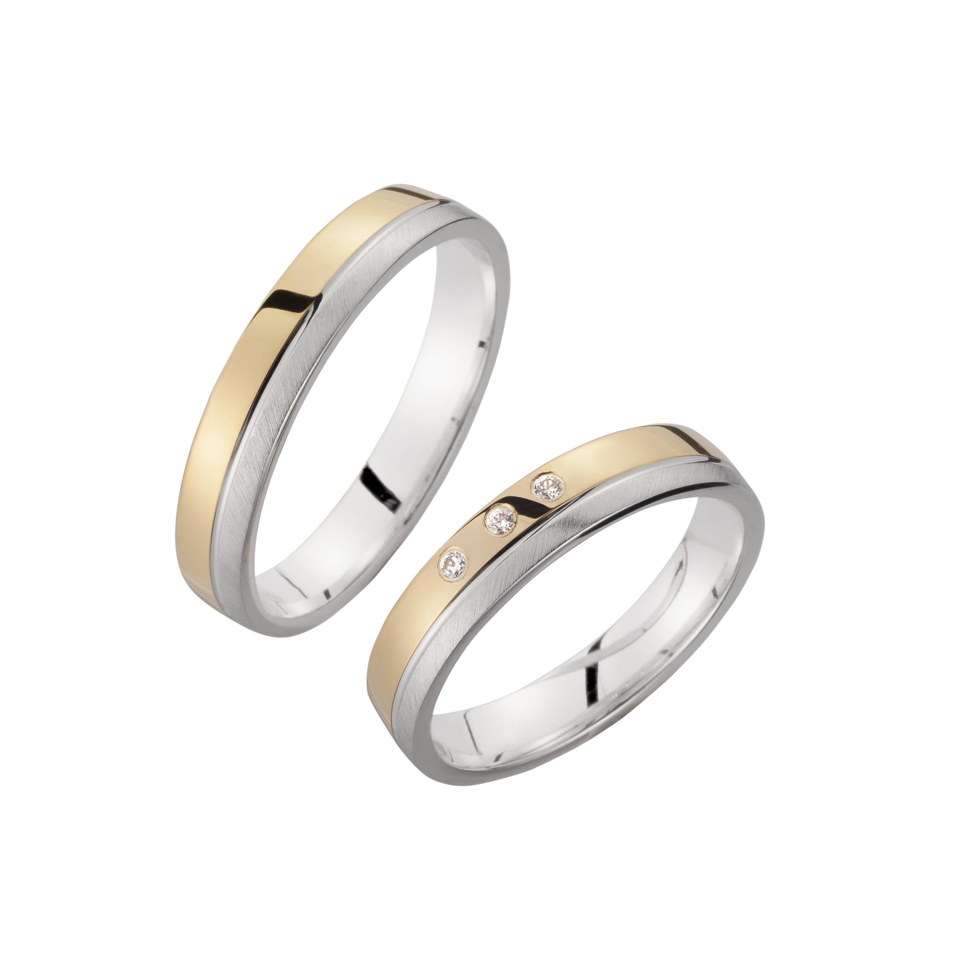 Trauring zweifarbig Weißgold/ Gelbgold mit Brillanten - Mcollection Aachen