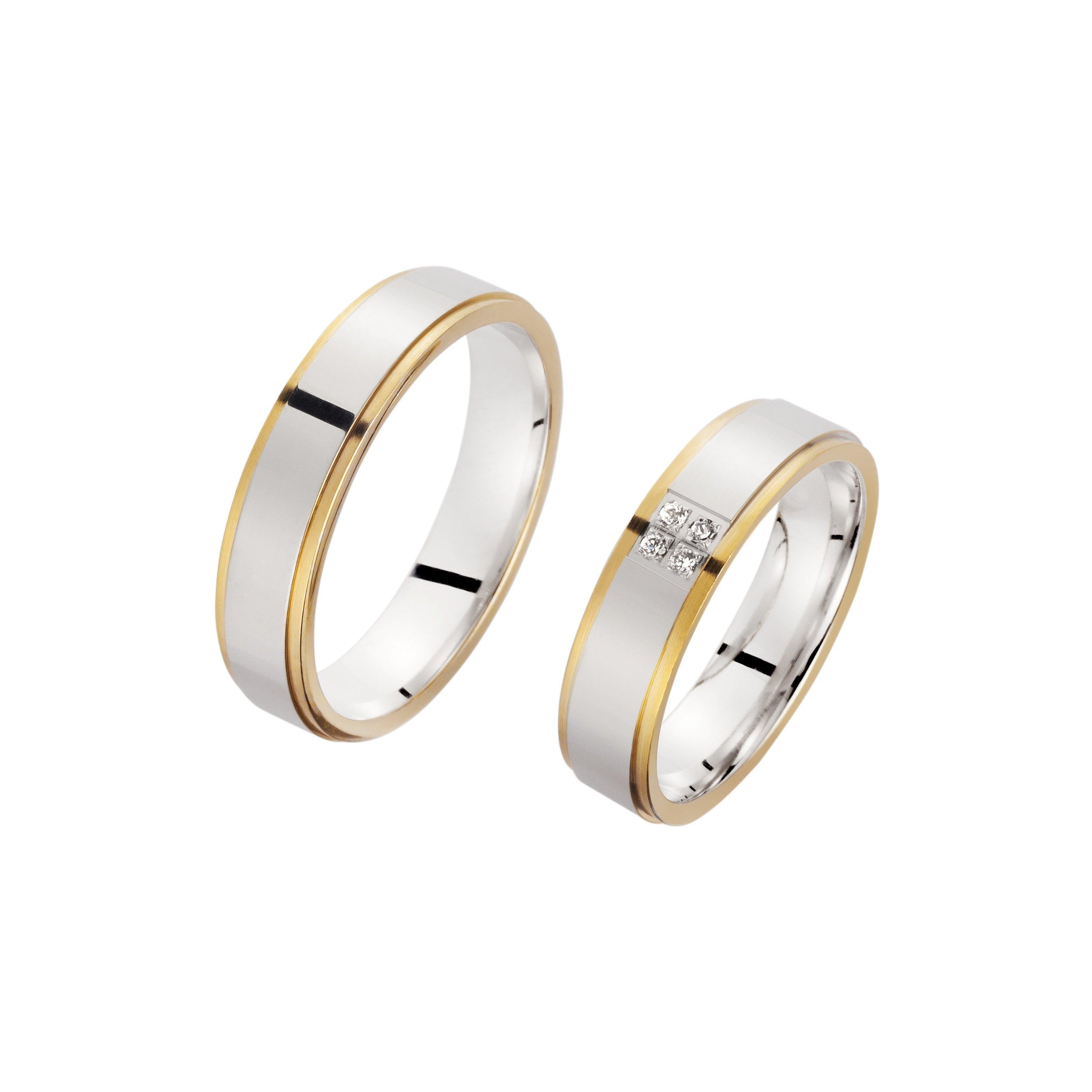 Trauring zweifarbig Weißgold/ Gelbgold mit Brillanten - Mcollection Aachen