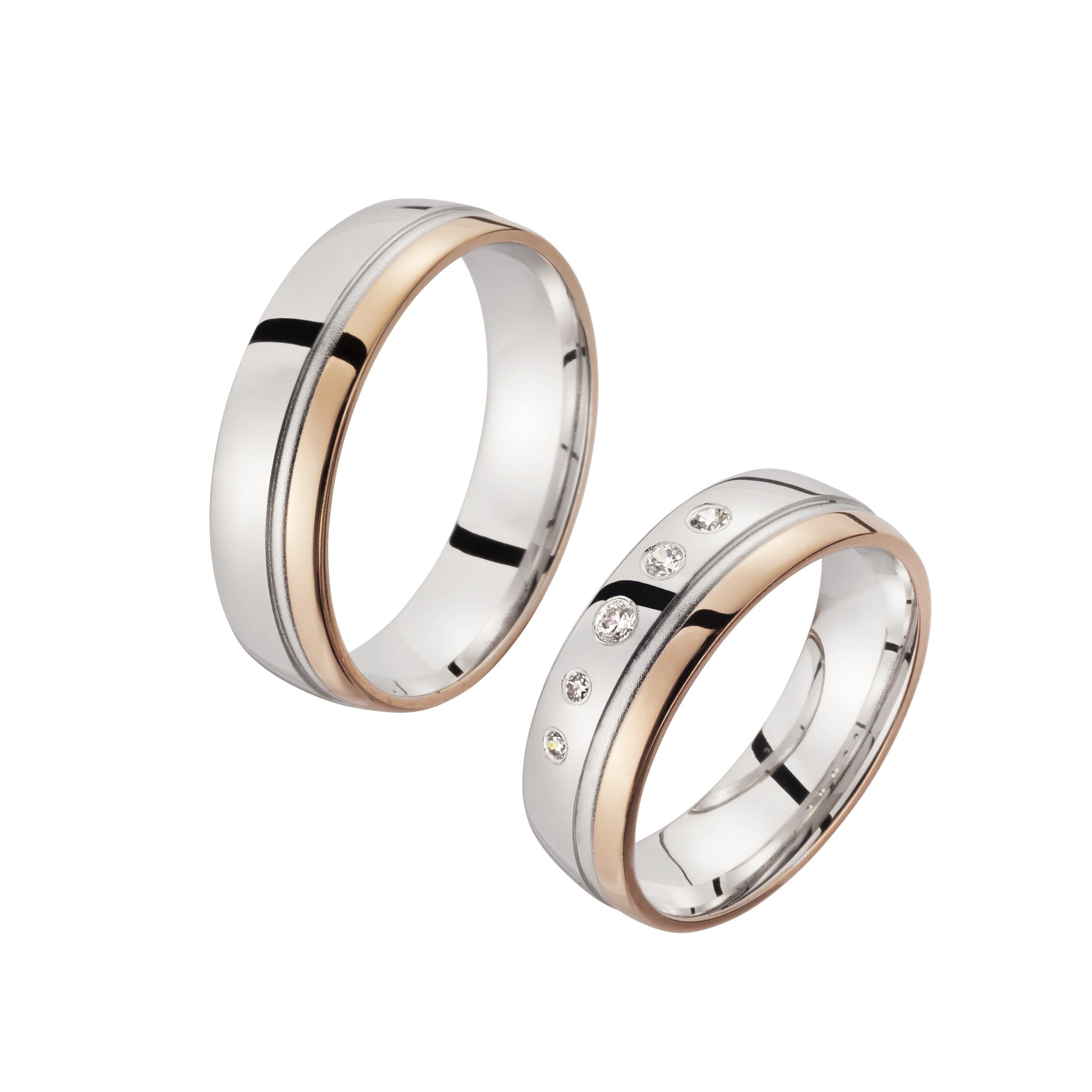Trauring zweifarbig Weißgold/ Rotgold mit Brillanten - Mcollection Aachen