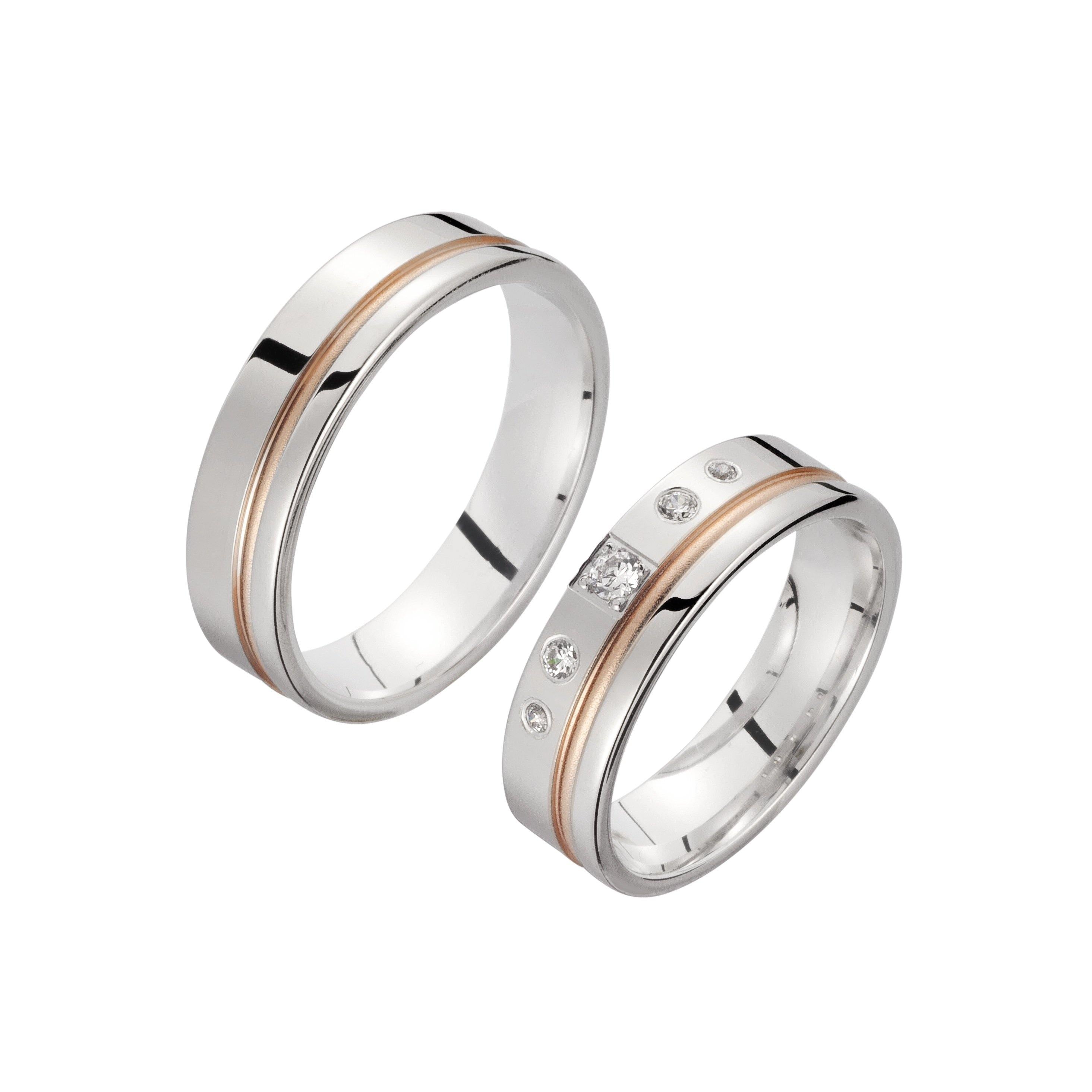 Trauring zweifarbig Weißgold/ Rotgold mit Brillanten - Mcollection Aachen