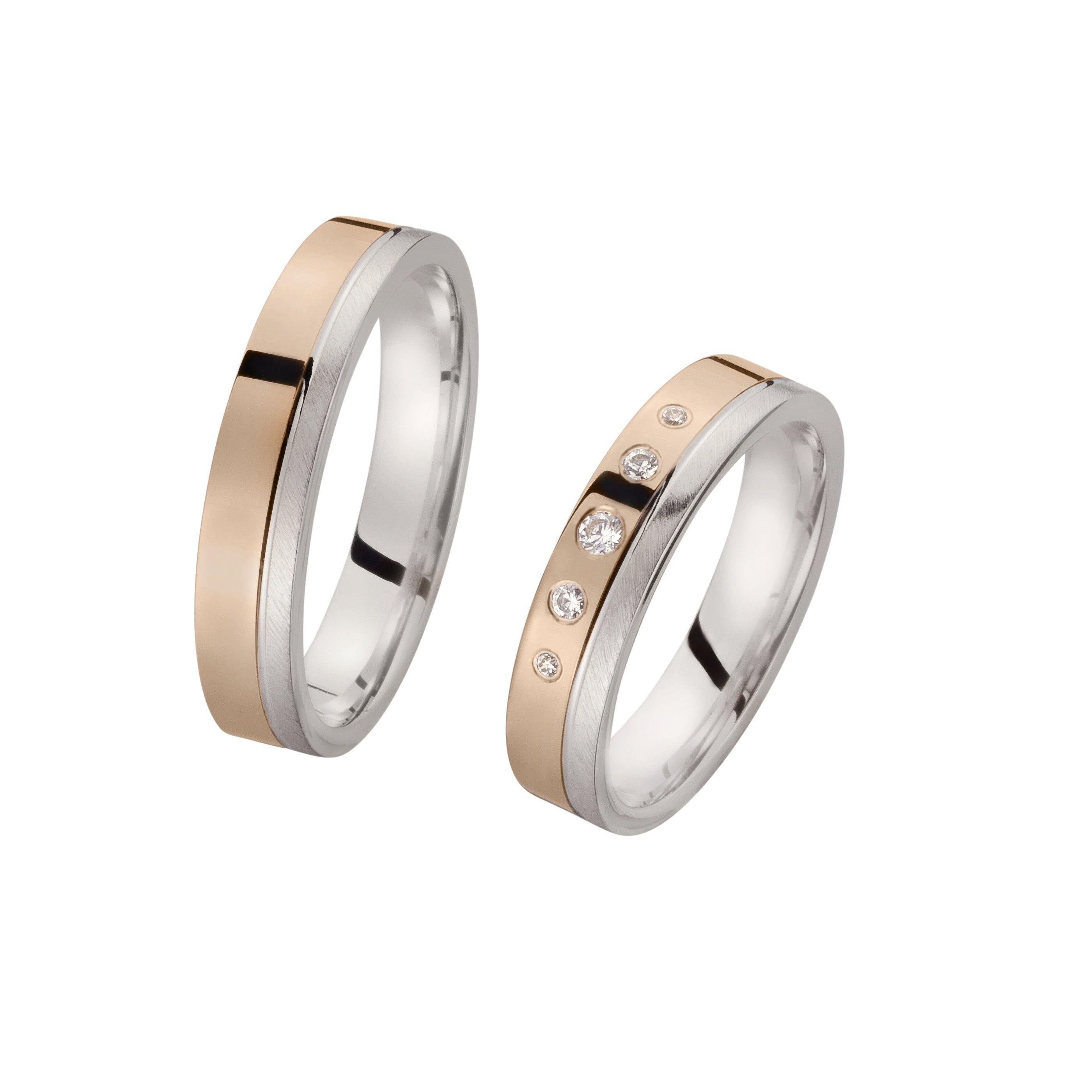 Trauring zweifarbig Weißgold/ Rotgold mit Brillanten - Mcollection Aachen