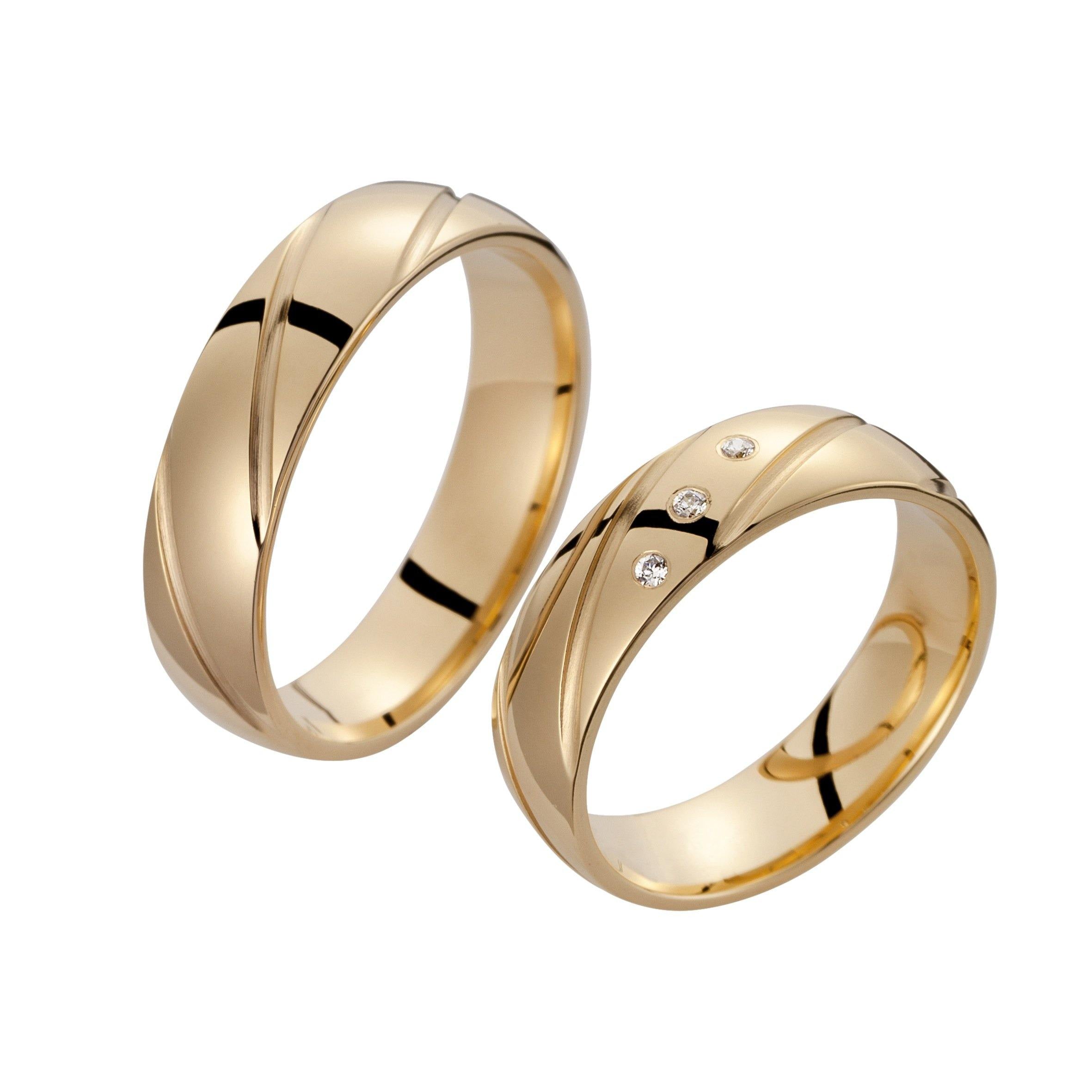Trauring einfarbig Gelbgold mit Brillanten - Mcollection Aachen