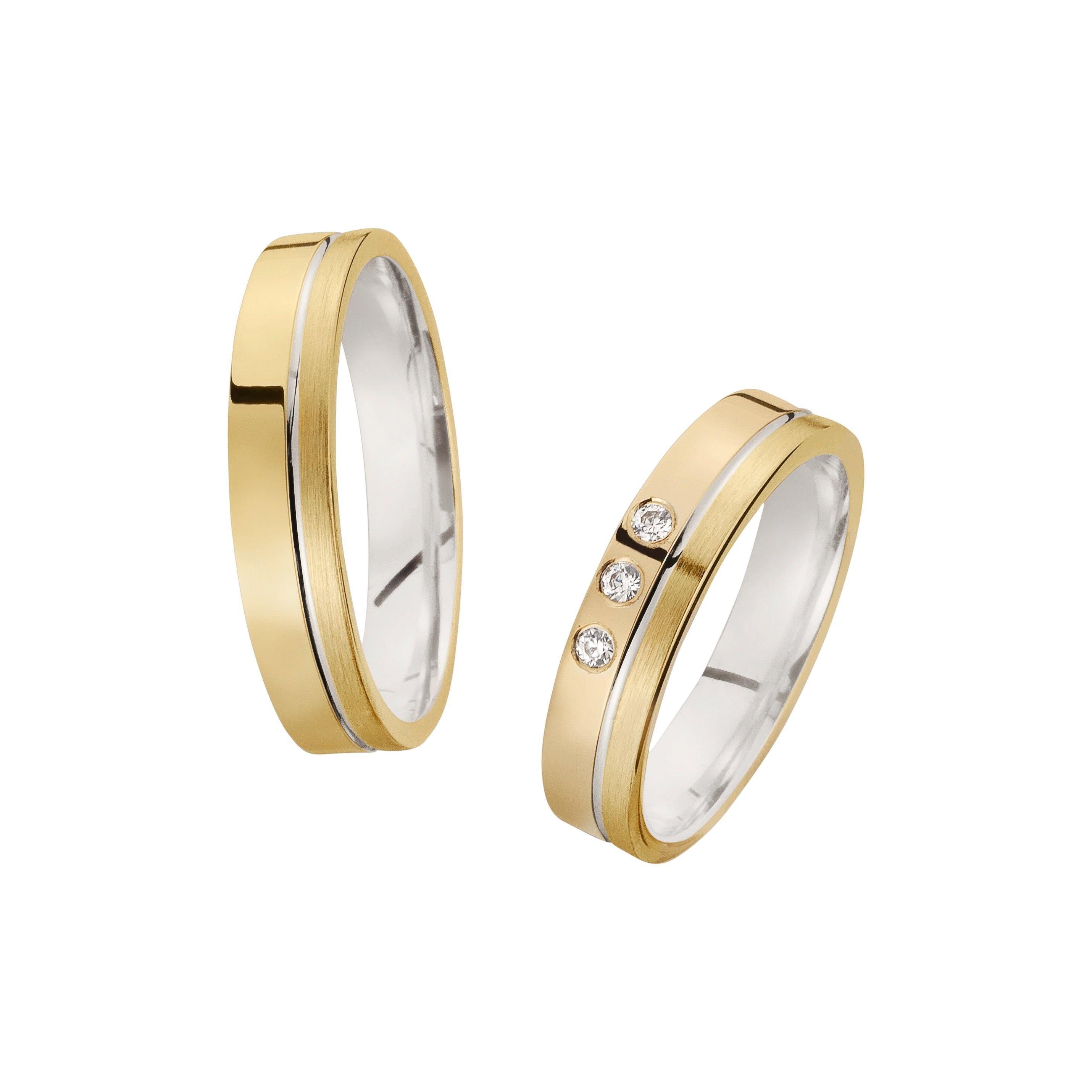 Trauring zweifarbig Weißgold/ Gelbgold mit Brillanten - Mcollection Aachen