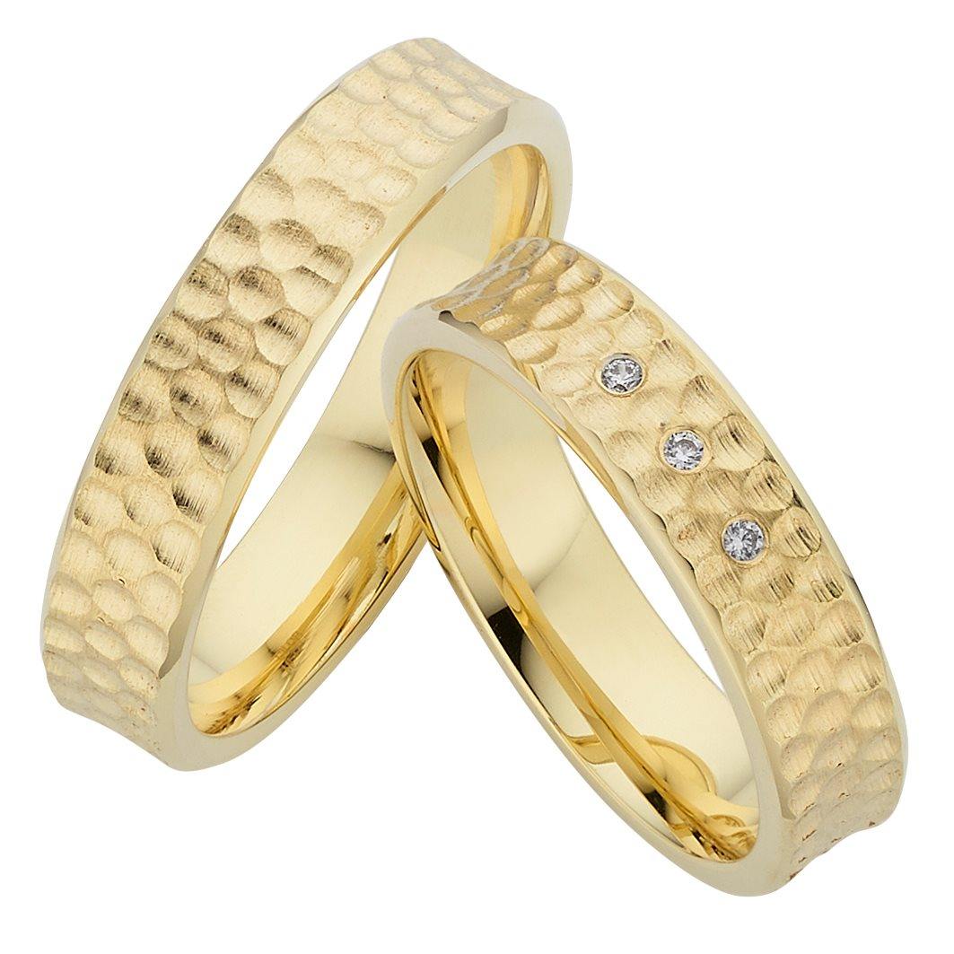 Trauringe Gelbgold einfarbig mit Brillanten - Mcollection Aachen