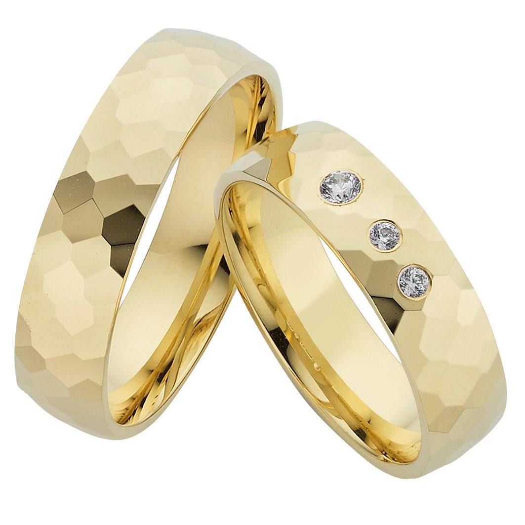 Trauringe Gelbgold einfarbig mit Brillanten - Mcollection Aachen