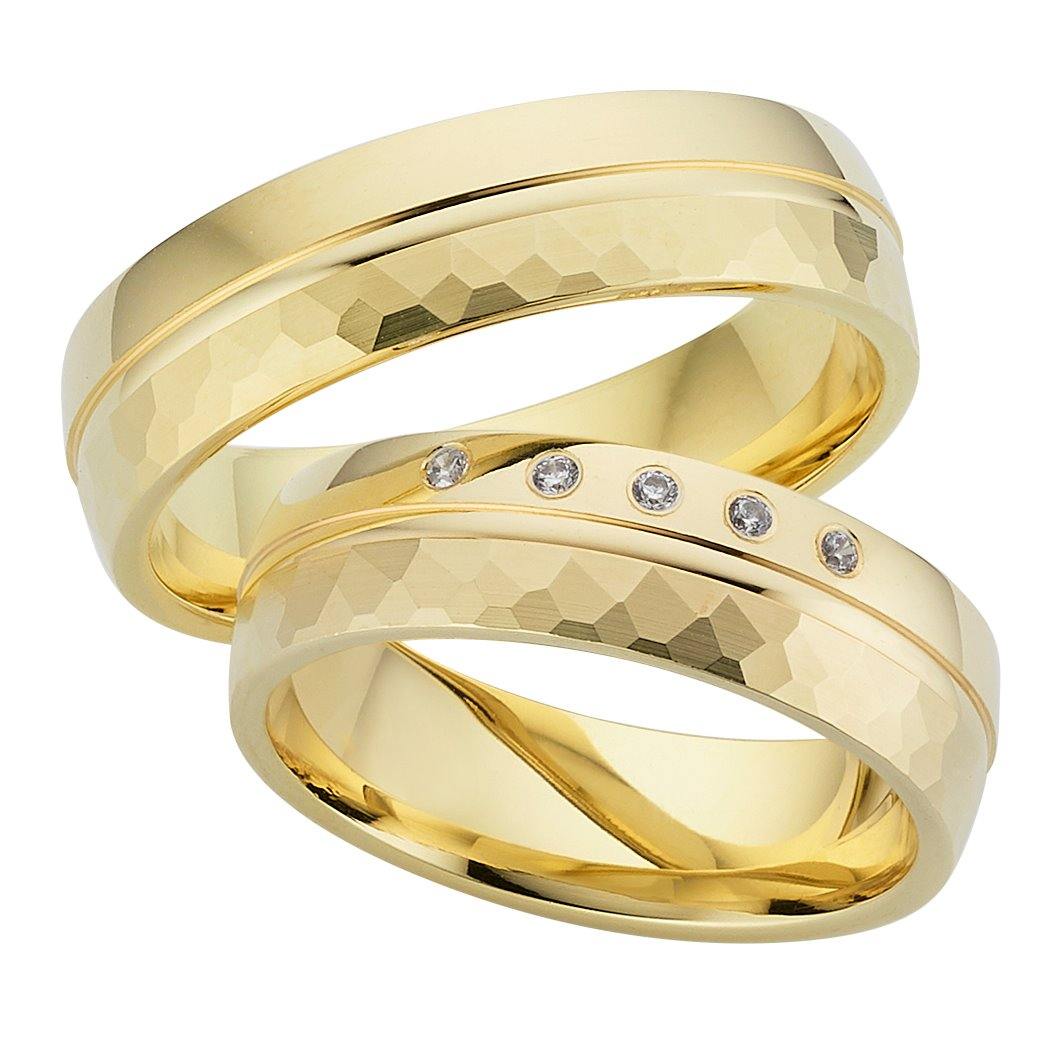 Trauringe Gelbgold einfarbig mit Brillanten - Mcollection Aachen