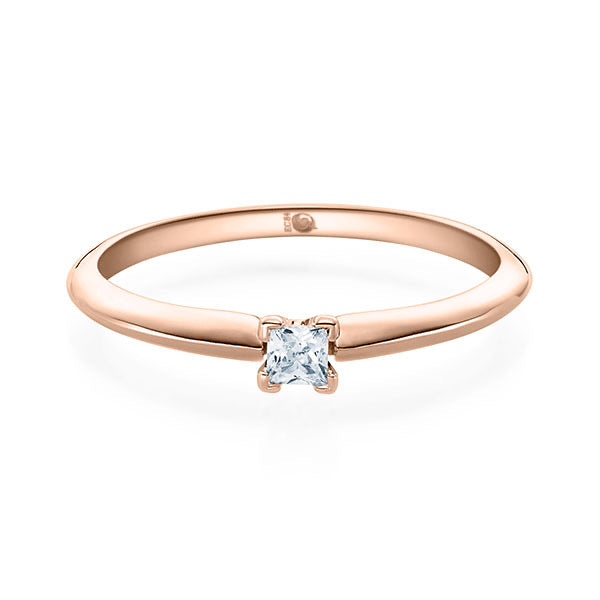 Antragsring in Rotgold 585 mit klassischer 4er Krappenfassung mit einem Brillanten ab 0,10 Karat in Aachen  kaufen 